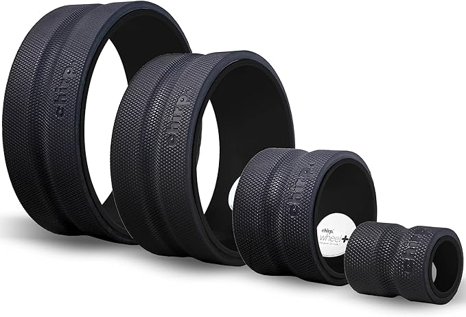 Chirp Wheel Foam Roller - Targeted Back & Neck Pain Relief, Muscle Massage, Trigger Point Therapy, High-Density Foam Tool for Physical Therapy, Stretching & Exercise, 500lbs Capacity, 4-Pack Black