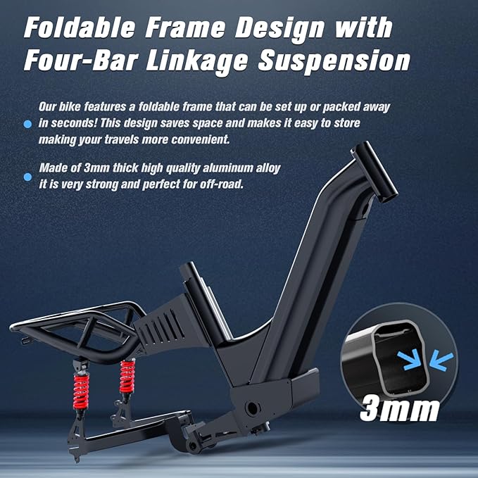 W Wallke H7 AWD Dual Motor Electric Bike for Adult, 48V 60Ah/40Ah Removable Battery, Long Range 32-34MPH Fast Ebike, 20" Fat Tire Mountain Offroad All Terrain Full Suspension E-Bicycle, UL2849 List