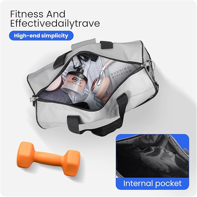 C&F BOGMOST Small Gym Bag for Travel & Duffel - 20 Inch Lightweight Carry On Bag for Men & Women, Mini Duffel Bag,Perfect for Sports, Weekend Trips, and Overnight Stays, Grey