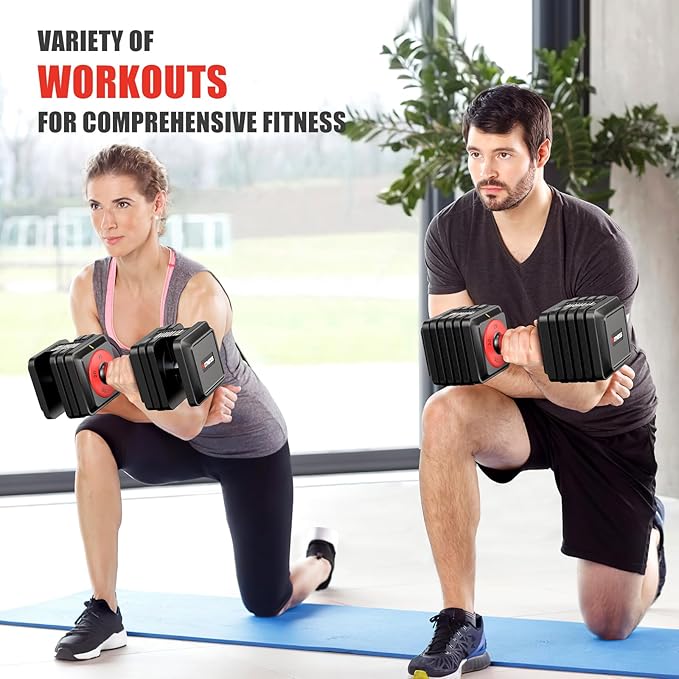 XDDIAS Adjustable Dumbbell Set of 2, 25/55/80LB Dumbbell Set-1Sec Adjustable Weights-5/10 in 1 Free Weights Dumbbells Set with Effortless Tray/No-Slip Handle-Compact Size for Women/Men at Home Gym