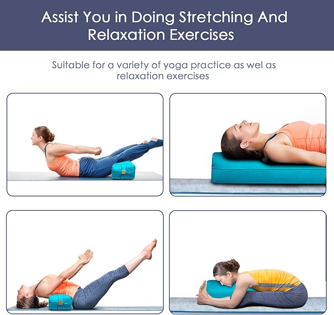 Organic Buckwheat Bolster (24X10.5X5.5 in) Supportive Rectangular Meditation Pillow 100% Cotton Cover Yoga Pillow