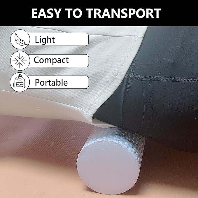 EVA Massage Roller, Recovery Foam Roller, Medium Density Light Blue Trigger Point Massage Roller for Deep Tissue Excercise, Physical Therapy, Muscle Restoration, 12" X 4" Round