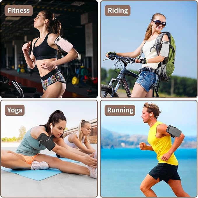 Phone Holder, Arm Bands for Workout, Use for Running, Walking, Hiking & Biking (Pink)