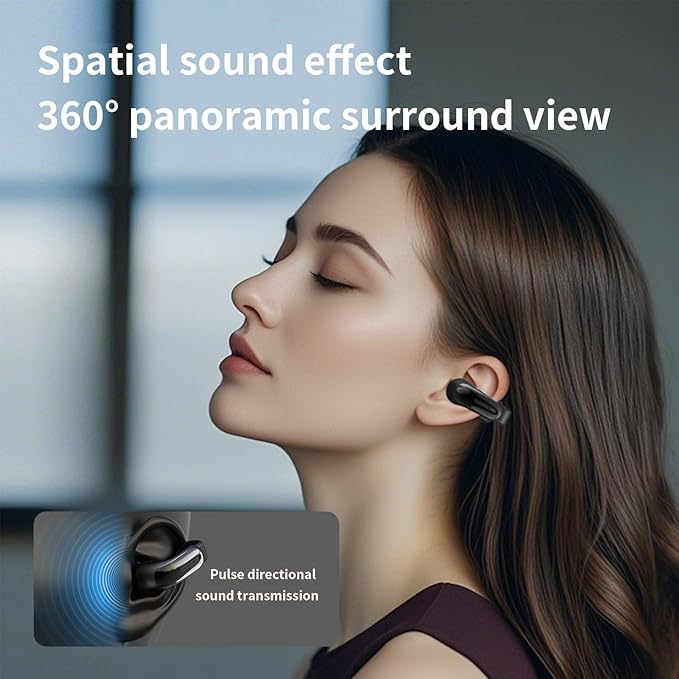 Open Ear Earbuds,Bluetooth 5.4Wireless Headphones,Lightweight Comfort Clip-On Earbuds with Mic for Clear Calls,36H Playtime,Touch Control,IPX5 Waterproof,Fit for Running Cycling Glasses Wearers