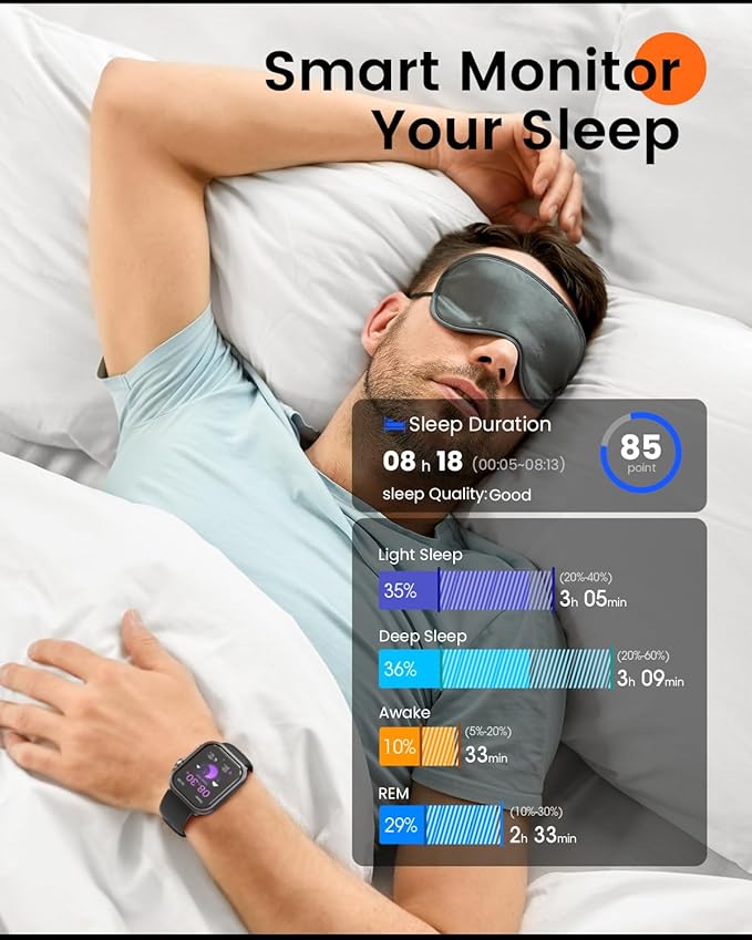 Smart Watch for Men for iPhone&Android: 100 Day+Battery Life, Smart Watch(Answer/Make Calls) with SpO2 Sleep Heart Rate Monitor,5ATM Waterproof,Fitness Tracker with 120+Sport,Reloj Inteligente Black