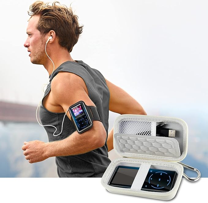 MP3 & MP4 Player Case for SOULCKER/G.G.Martinsen/Grtdhx/iPod Nano/Sandisk Music Player/Sony NW-A45 and Other Music Players with Bluetooth. Fit for Earbuds, USB Cable, Memory Card - White