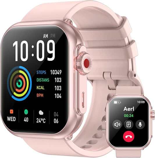 Smart Watch for Men Women, 1000mAh Battery 100-Day Standby Time, 1.85" HD Screen Fitness Tracker, 110+ Sport Modes, IP68 Waterproof, Heart Rate/Sleep Monitor, Fitness Watch for Android/iOS (Pink)