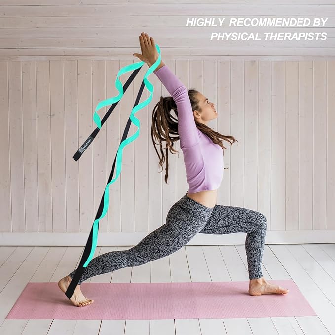 Premium Durable Stretch Straps with Loops, Stretching Strap for Physical Therapy, Multi-Loop Yoga Strap Fitness Exercise Strap for Yoga, Pilates, Dance, Flexibility&Exercise