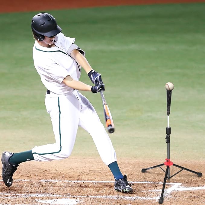 McHom Baseball & Softball Batting Tee - Hitting Travel Tee | Adjustable Height | Portable & Collapsible | Tripod Base