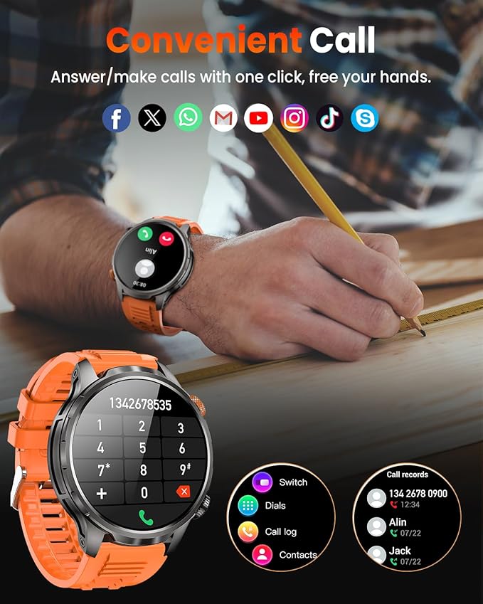 Smart Watches for Men, Military Smart Watch for Android & iPhone, 100 Days Battery Life/Call/Answer 1.91'' Mens Waterproof Fitness Tracker with Heart Rate, Sp02, Sleep Monitor, 100+ Sports Mode