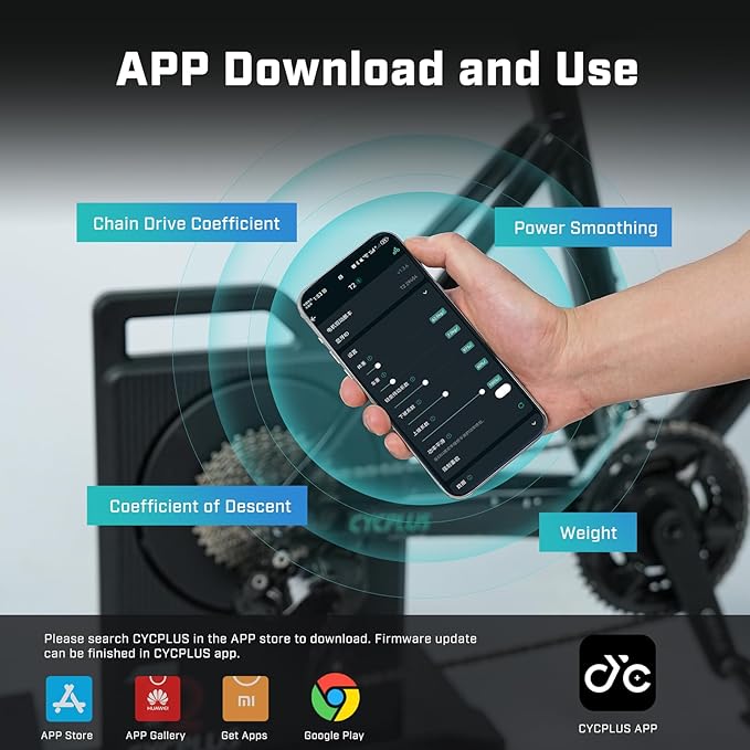 CYCPLUS T2H Smart Bike Trainer - 2200W Brushless Motor, 20% Gradient Simulator, BLE/ANT+ Dual Mode, Virtual Shifting Ready, Triple Silent Design with Dual Cooling Fans