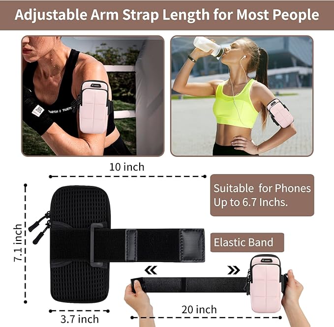 Phone Holder, Arm Bands for Workout, Use for Running, Walking, Hiking & Biking (Pink)