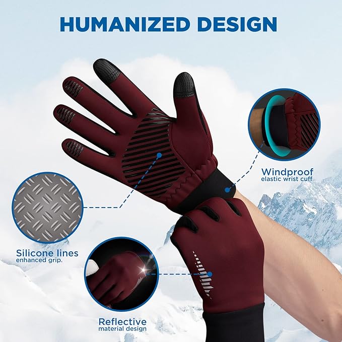 SIMARI Winter Gloves Women Men Ski Snow Gloves Liner Thermal Warm Touch Screen, Suit for Running, Cycling, Biking, Hiking, Driving, Walking, Typing, Freezer Work, Sports, Soccer, Shooting, Gaming 102