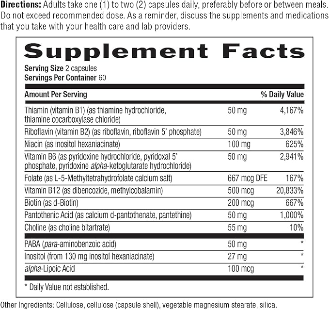 Country Life Coenzyme B-Complex, 120 Capsules – Supports Energy & Metabolism, Mood & Cognitive Function – Vegan, Gluten-Free, Bioavailable B Vitamins with Choline