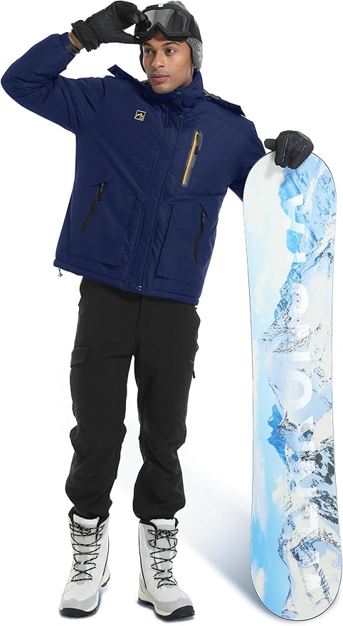 WENRONSTA Men's Ski Snow Jacket Winter Coat Warm Waterproof Windbreaker Mountain Snowboarding Hooded Hiking Traval
