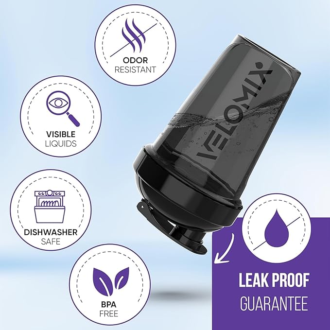 '-2 Pack- 20 oz Bottles for Protein Mixes - 2x Wire Whisk | Leak Proof Shaker Cups for Protein Shakes and Pre Workout | Protein Shaker Bottle Pack | Protein Mixer Cup (Black Set)