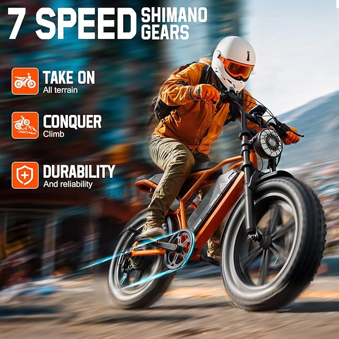 TST Electric Bike for Adults 1500W Peak 20" Fat Tire All-Terrain E-Bike 60/110 Miles 28MPH Electric Dirt Bike for Road Sand Mountain Snow - 48V 15/25AH Battery Powered Electric Motorcycle