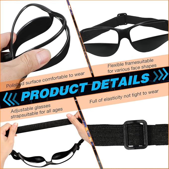 Weewooday 8 Pack Basketball Dribbling Goggles Adjustable Sport Training Glasses Black Dribble Goggles for Basketball Training Equipment for Men