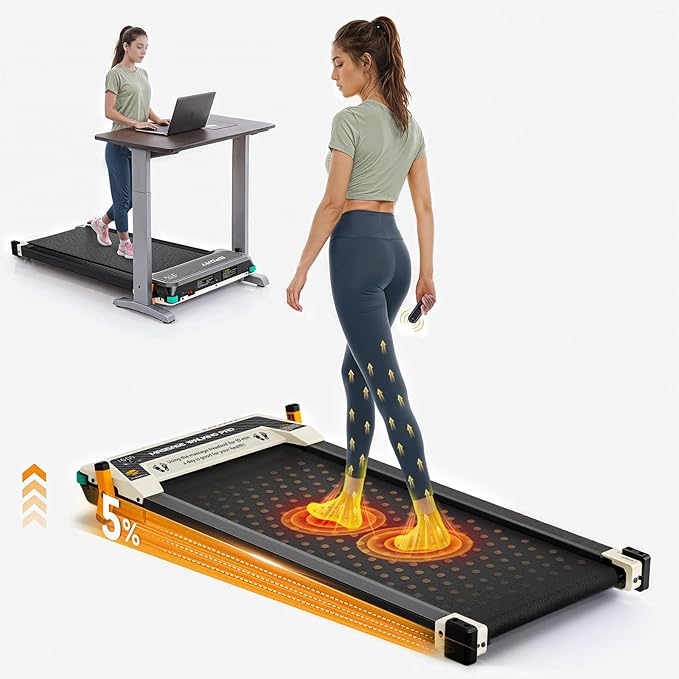 FUNRAY Versatile Walking Pad Treadmill with Incline - Dual-Sided Under Desk Treadmill with Foot Massage,2 in 1 Walking Machine for Home/Office with 330LBS Weight Capacity