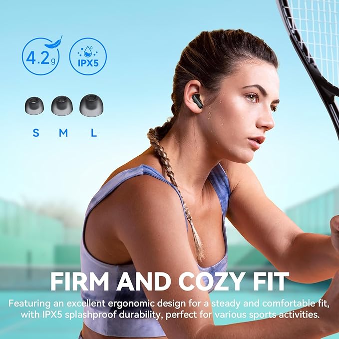 EarFun Air Life Wireless Earbuds, 12mm Driver with Deep Bass, Bluetooth 5.4 in-Ear Earbuds, 4 Mics AI ENC Call, 35H Playtime, 30 Preset EQs Via App, Comfortable Fit, Fast Charging, IPX5 Waterproof