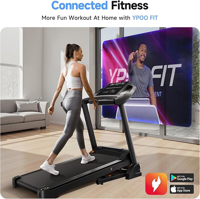 Treadmills for Home with Incline, Auto Foldable Running Treadmills, 8.0 MPH Walking Pad Treadmill with Bluetooth, 300 lbs Weight Capacity Quiet