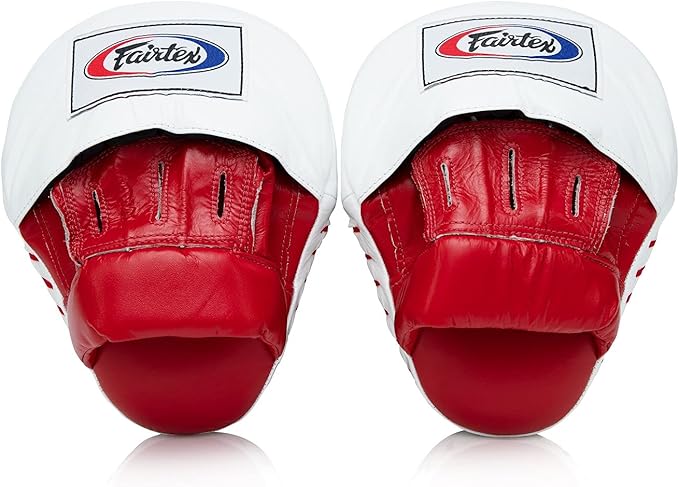 Fairtex FMV9 Contoured Focus Mitts |Striking Accuracy & Protection for Boxing, Muay Thai, Kickboxing |Ergonomic Design, Soft Padding, Secure Fit Leather
