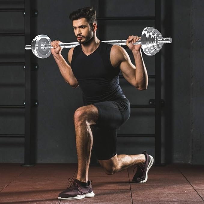 VIVITORY Fitness Dumbbells Set, Adjustable Weight Sets up to 11/22/44/66/110 lbs, with Metal Connecting Rod Used As Barbell, Chromed Weights, Hardcover Gift Box, Home Gym Work Out Training Equipment