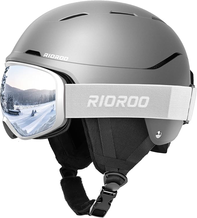 Ski Helmet and Goggles Set, Snowboard Helmet Goggles for Men Women & Youth, Shockproof Snow Helmet Anti Fog OTG Snow Goggles for Skiing Snowboarding