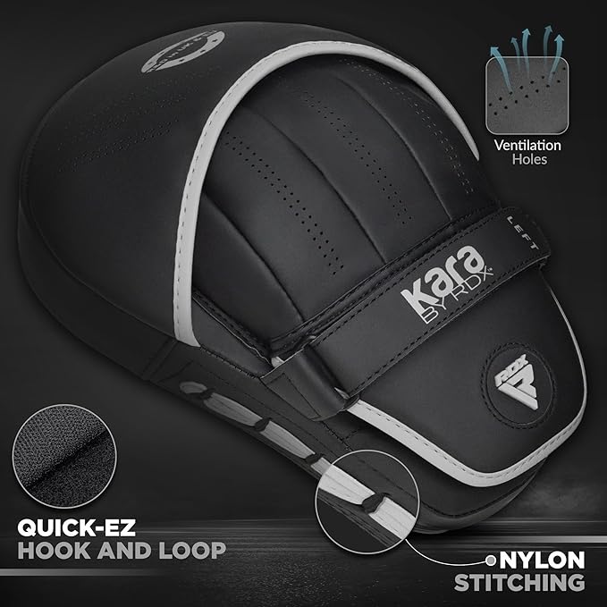 RDX Boxing Pads Curved Focus Mitts, Maya Hide Leather Kara Hook and jab Training Pads, Adjustable Strap Ventilated, MMA Muay Thai Kickboxing Coaching Martial Arts Punching Hand Target Strike Shield