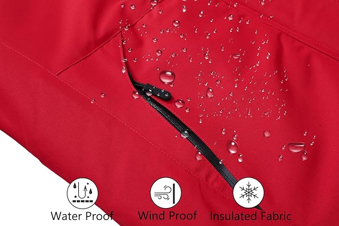MOERDENG Women's Waterproof Ski Jacket Warm Winter Snow Coat Mountain Windbreaker Hooded Raincoat Jacket