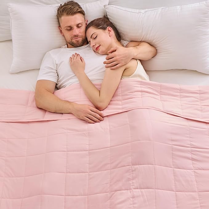 yescool Weighted Blanket for Adults (25 lbs, 88” x 104”, Pink) Cooling Heavy Blanket for Sleeping Perfect for 240-260 lbs, King Size Breathable Blanket with Premium Glass Bead