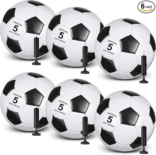 6 Pcs Operation Christmas Soccer Ball Bulk with Pump Needles, Size 3 4 5 Deflated Soccer Ball Gift for Youth Adult Game Training Practice Christian Charity Donation Supplies