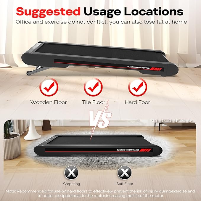 Sperax Walking Vibration Pad with APP, 3 in 1 Under Desk Treadmill, 2.5HP Low Noise Walking Treadmill Pad with Remote Control,Portable Treadmills for Home Office