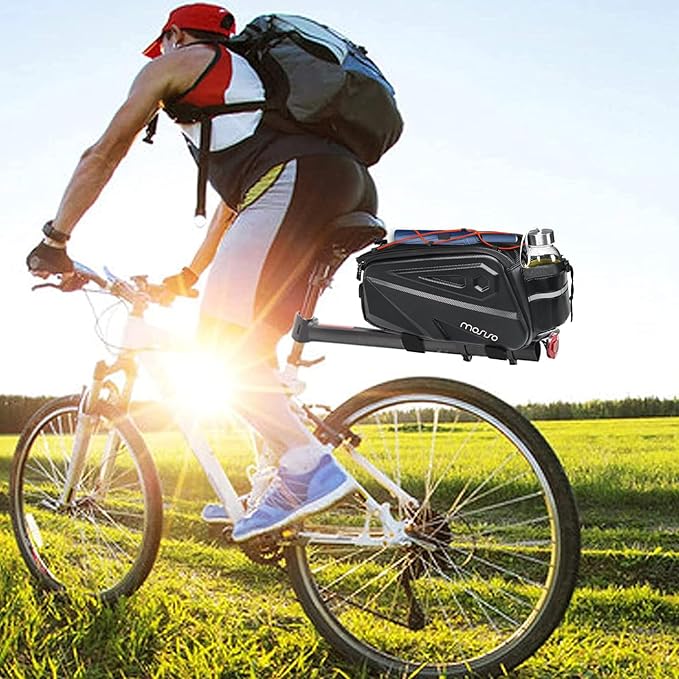 MOSISO Bike Rack Bag, Waterproof Bike Rear Rack Handbag Bicycle Trunk Bag, 14L EVA Mountain Bicycle Rear Seat Storage Saddle Pouch Cycling Luggage Pouch with Shoulder Strap, Red