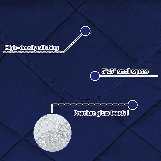 yescool Weighted Blanket (10 lbs, 41" x 60", Blue) Cooling Heavy Blanket for Sleeping Perfect for 90-110 lbs, Breathable Blanket with Premium Glass Bead, Machine Washable