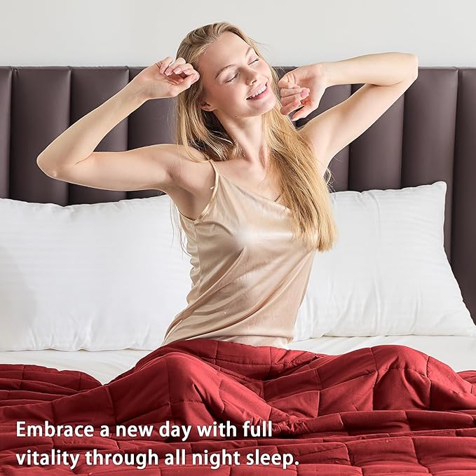 King Size Weighted Blanket for Adults (30 lbs, 80β x 87β, Red) Cooling Heavy Blanket for Sleeping Perfect for 290-310 lbs, Breathable Blanket for Adults & Couple All Season, Machine Washable