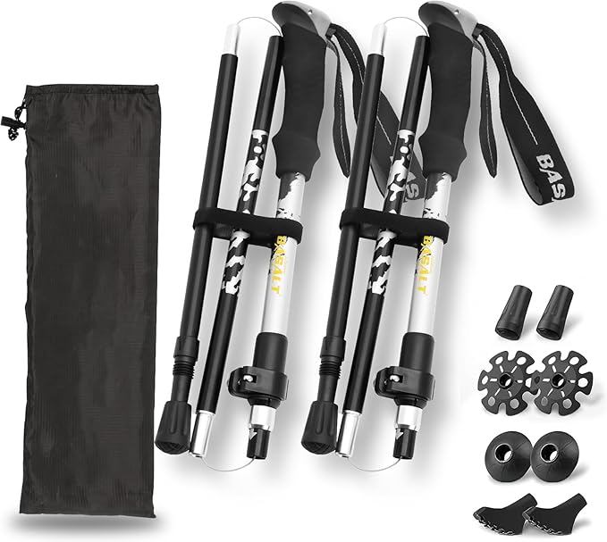 Trekking Poles Lightweight Collapsible Hiking Poles Folding Aluminum Walking Sticks 2 Pack Walking Sticks for Hiking