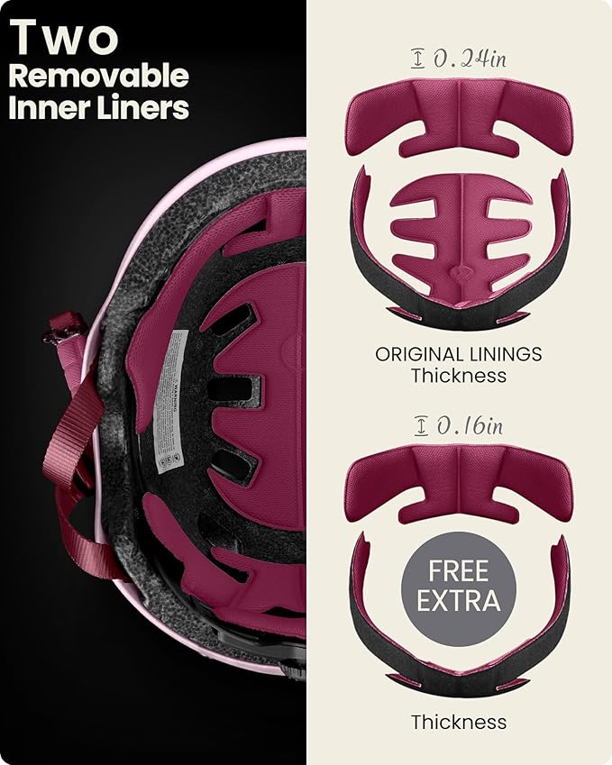 OutdoorMaster Skateboard Cycling Helmet - Two Removable Liners Ventilation Multi-Sport Scooter Roller Skate Inline Skating Rollerblading for Kids, Youth & Adults