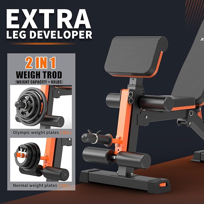 Adjustable Weight Bench, 1000LBS Heavy Duty Foldable Workout Bench with Leg Extension and Preacher Curl Pad, Flat/Incline/Decline for Home Gym Full Body Strength Training