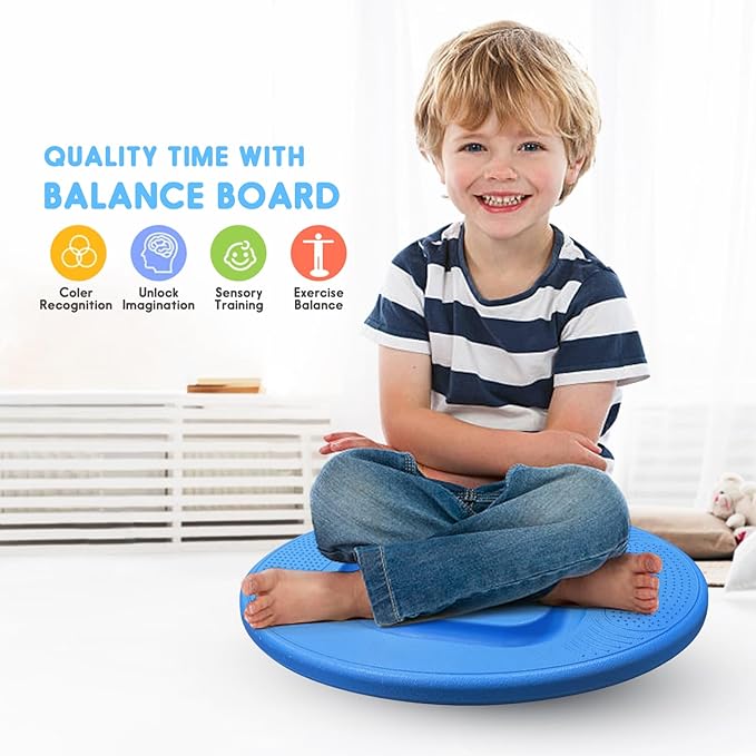 Balance Board for Kids with Maze - Plastic Wobble Board for Skiing Surfing Snowboard Training, Non-Slip Sensory Rocker Board for Toddlers 3-12, Core Strength Physical Therapy Equipment & Skateboard Balance Trainer