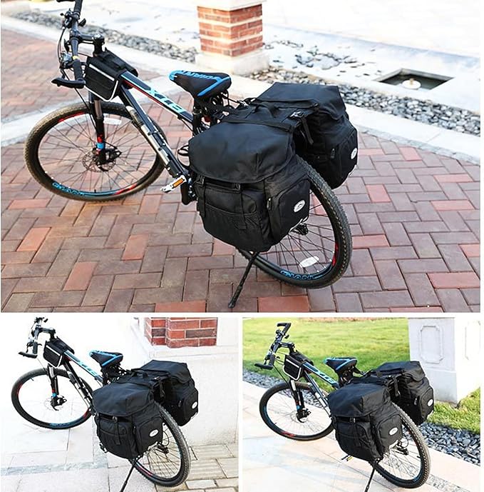 ZTZ Bike Bags for Bicycles Rear Rack, Waterproof Rear Bike Rack Bag with Rain Cover and Reflective Trim