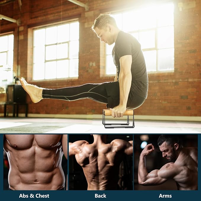 Wood Calisthenics Parallettes Bars Push Up Bar for Men 1 Pair, Sturdy Floor Push-up Handstand Equipment for Home Workouts, Fitness