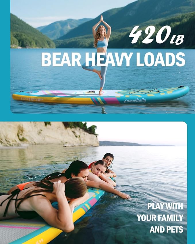 11'Stand Up Paddle Boards Surf Control with Premium SUP Board Accessories Backpack & Removable Fins, 34" Wide Inflatable Paddle Boards of All Skill Levels