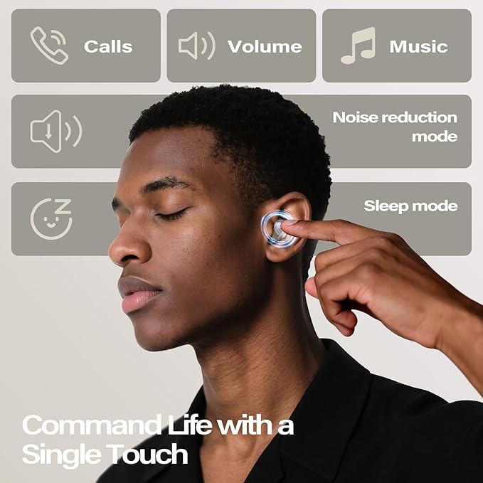 Sleep Earbuds, Mini ANC Wireless Earbuds Bluetooth 5.4 Headphones Deep Bass Stereo, 48H Playtime Ear Buds, 4 ENC Noise Cancelling Mic, In Ear IP7 Waterproof Earphones for Side Sleepers,Touch Control