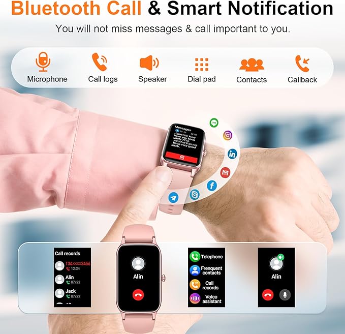 Smart Watch for Women(Answer/Make Call), 2025 HD Fitness Activity Tracker 1.57” Smartwatch with Heart Rate/Sleep Monitor/Pedometer/Calories/110+ Sports, IP68 Waterproof Fitness Watch for Android iOS