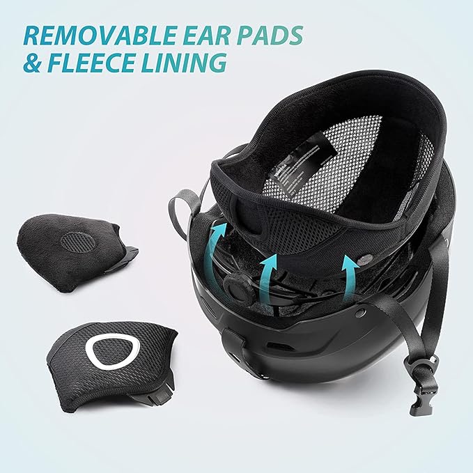 VANRORA Ski Helmet, Snowboard Helmet for Men & Women, Climate Control Venting, Dial Fit, Goggles Compatible, Removable Fleece Liner and Ear Pads, Safety-Certified