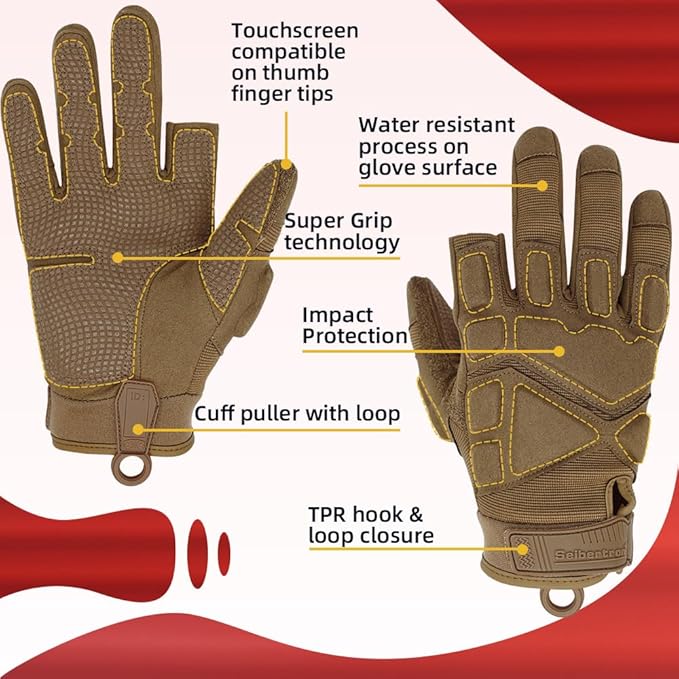 Seibertron Adult Or Youth S.O.L.A.G Sports Outdoor Water Resistant Full Finger Touchscreen Gloves