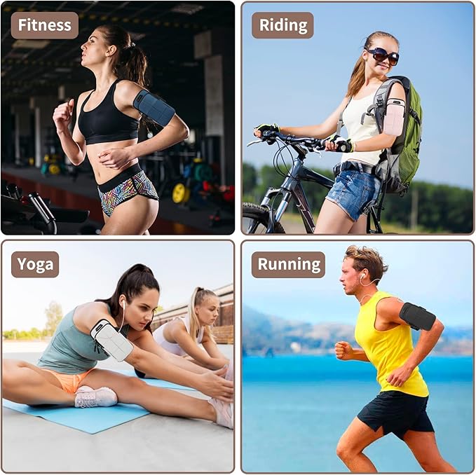 Phone Holder, Arm Bands for Workout, Use for Running, Walking, Hiking & Biking (Blue)