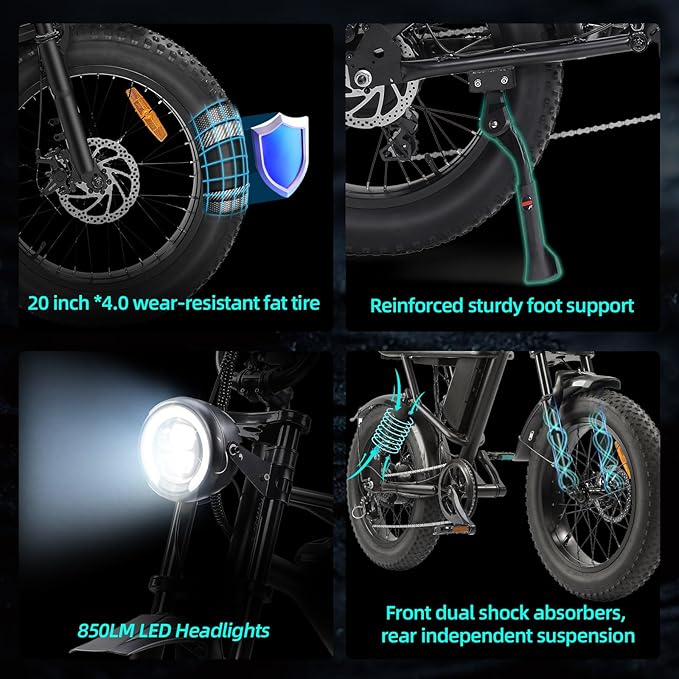 Electric Bikes for Adults,50-120Miles by Pas Ebikes,1000/15000W,720/1440WH E Dirt Bike,Shemano 7-Speed E Bikes,20'*4.0 Fat Tire Ebike,Dual Disc Brake Electric Motorcycle