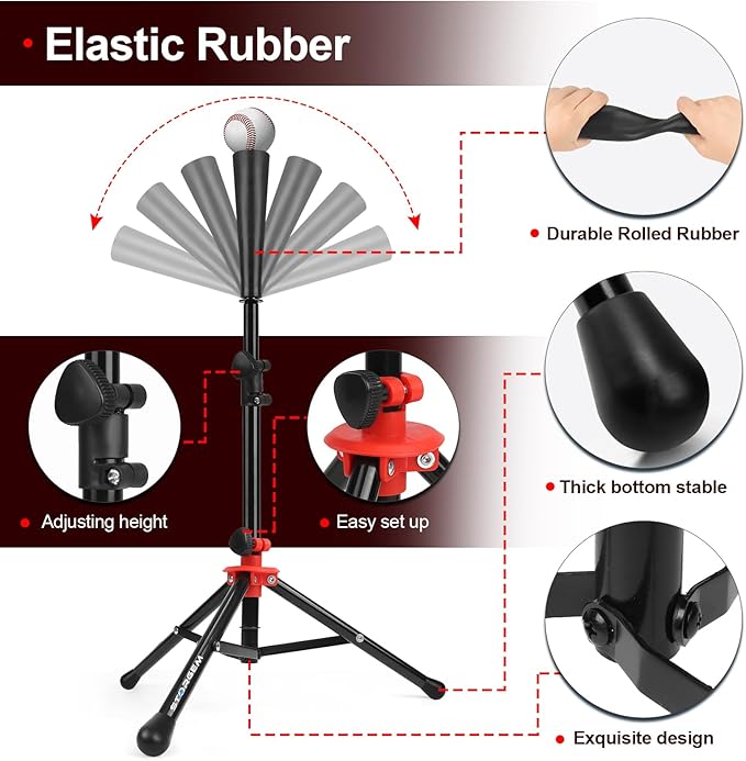 Storgem Batting Baseball tee Softball, Easy to Adjustable Height,Portable Tripod Stand Base Tee for Hitting Training Practice,with Carrying Bag